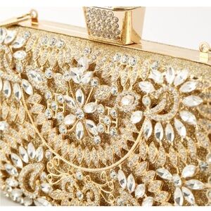Medium Gold Jewel-Encrusted Clutch